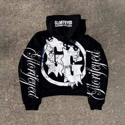 Y2K Graphic Print Zipper Hoodie