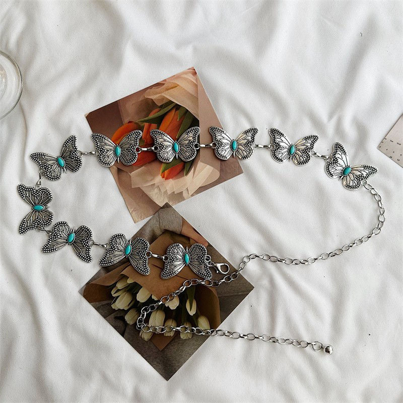 Turquoise Butterfly Metal Waist Chain