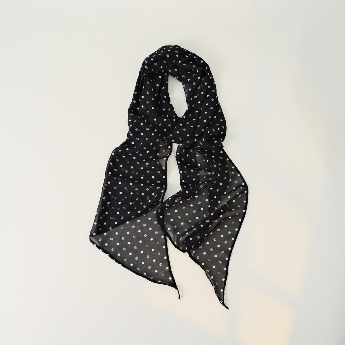 Polka Print Long Lightweight Scarf