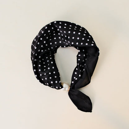 Polka Dot Pearl Magnetic Buckle Neck Scarf