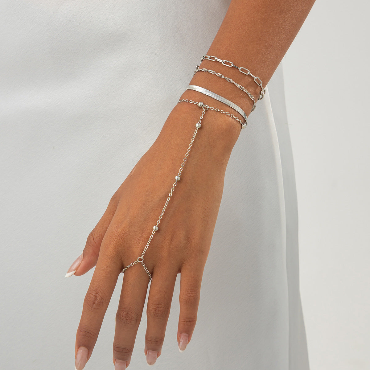 Layered Serpentine Chain Finger Bracelets