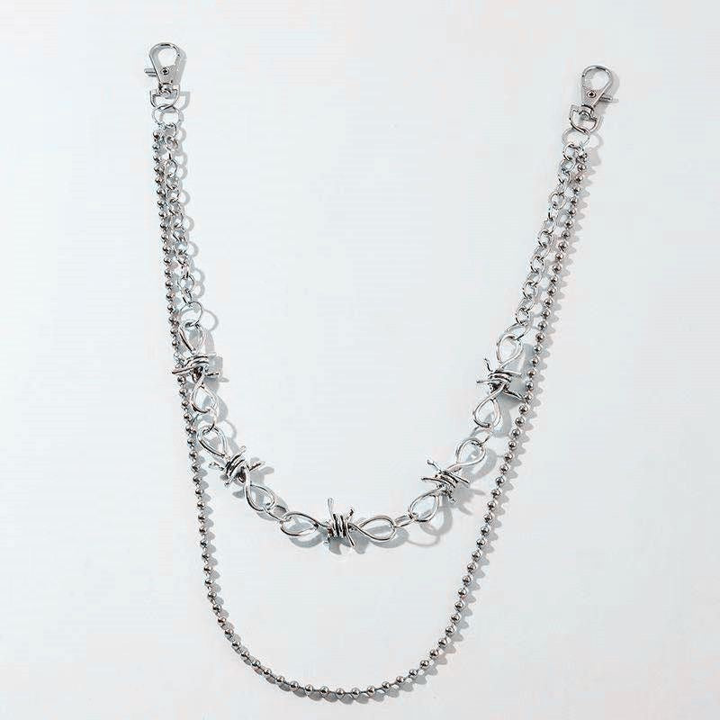 Punk Spike Metal Double Layer Waist Chain