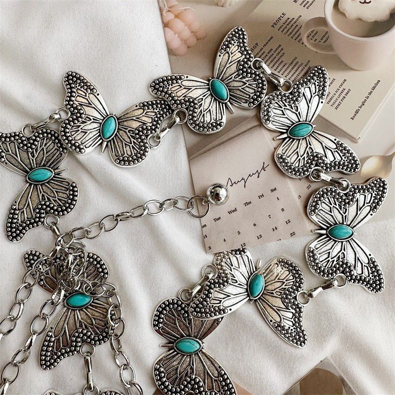 Turquoise Butterfly Metal Waist Chain