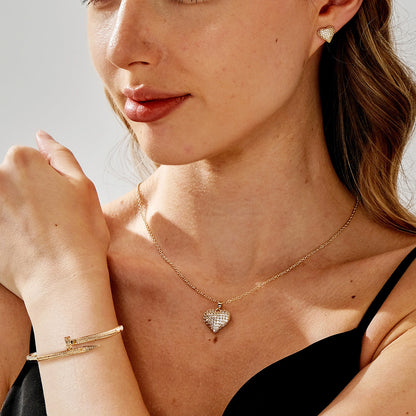 Stylish Unique Zircon Nail Open Bangle Bracelet