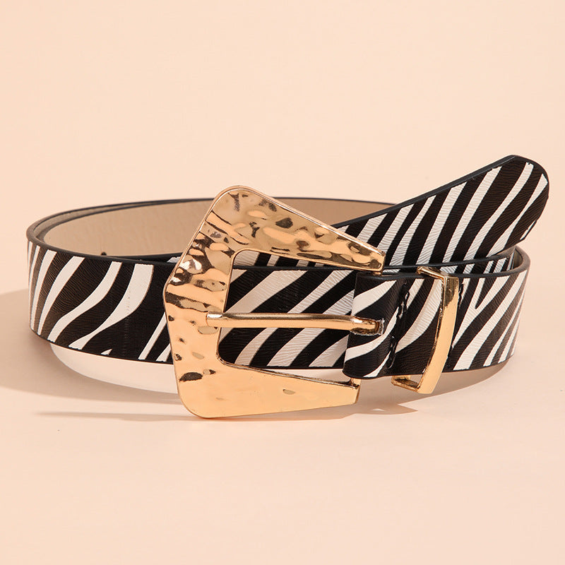 Vintage Animal Print Square Buckle Belt
