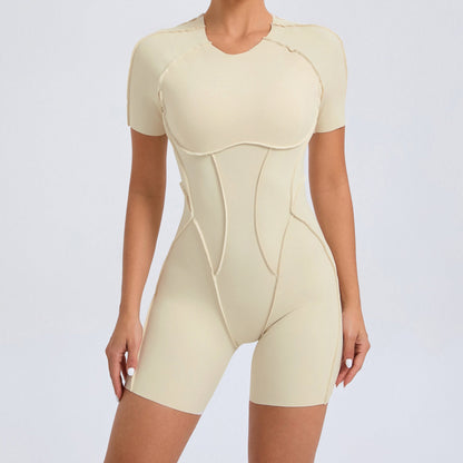 Three Dimensional Beauty Sports Yoga Jumpsuit One Piece Tight Short Sleeve Hollow Out Cutout out Beauty Back Jumpsuit Women Fitness Clothes