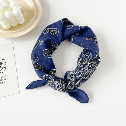 Cotton Paisley Print Square Head Neck Scarf
