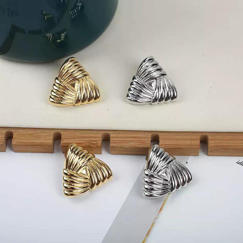 Feathered Ruched Triangle Earrings