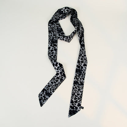 Leopard Print Skinny Long Neck Tie Ribbon Scarf