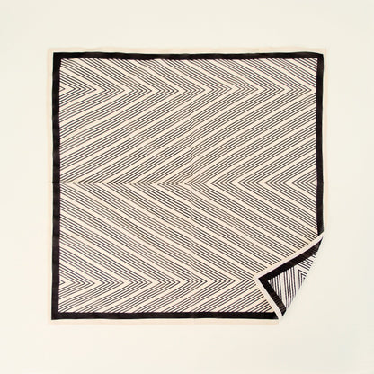Silk Cotton Slim Square Mixed Print Neck Scarf