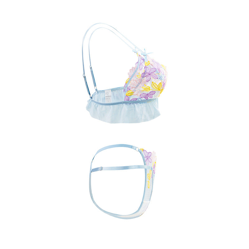Summer Colorful Sweet Bra Set Thin Sponge Free Wireless Women Underwear Two Piece Set