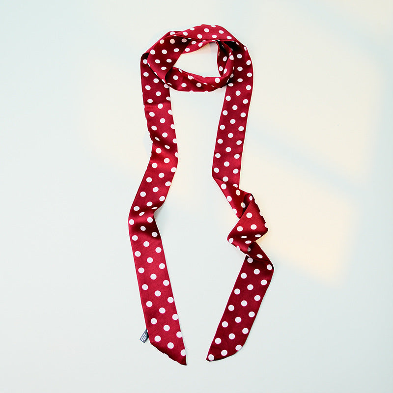 Polka Dot Long Thin Neck Bag Wrap Scarf