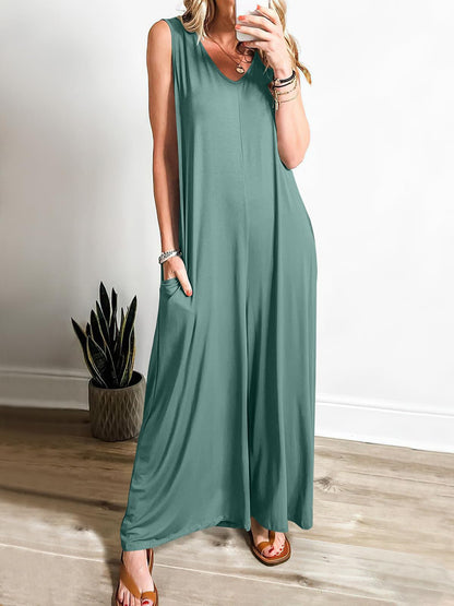 Summer Fresh Casual Women Pocket Jumpsuit Thin Women Jumpsuit