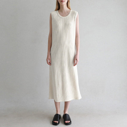 Sleeveless Dress French Waffle Texture Skin Friendly Vest Dress Simple Thin A line Maxi Dress Women Clothing