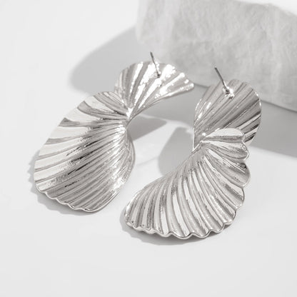 Irregular Liquid Metal Ruched Geometric Thread Earrings