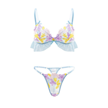 Summer Colorful Sweet Bra Set Thin Sponge Free Wireless Women Underwear Two Piece Set