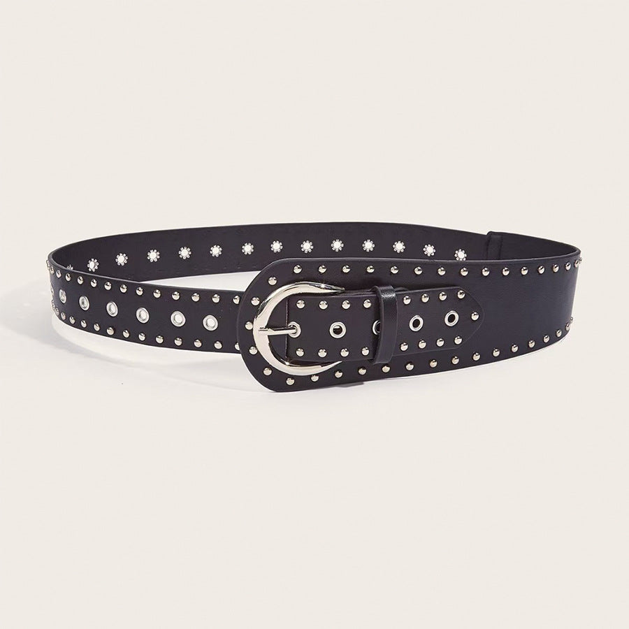 Grunge Studded Asymmetrical Distressed Belt