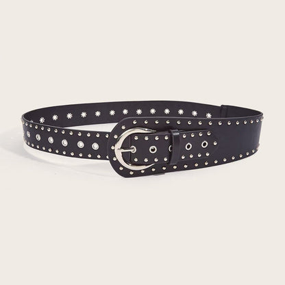 Grunge Studded Asymmetrical Distressed Belt