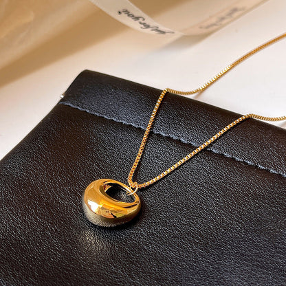 Long Gold Circle And Teardrop Pendant Necklace