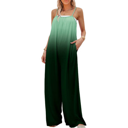 Summer Women Clothing Casual Loose Sleeveless High Waist Jumpsuit
