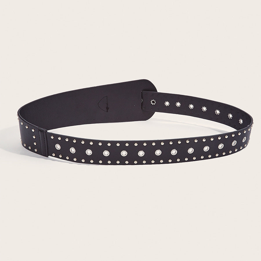 Grunge Studded Asymmetrical Distressed Belt