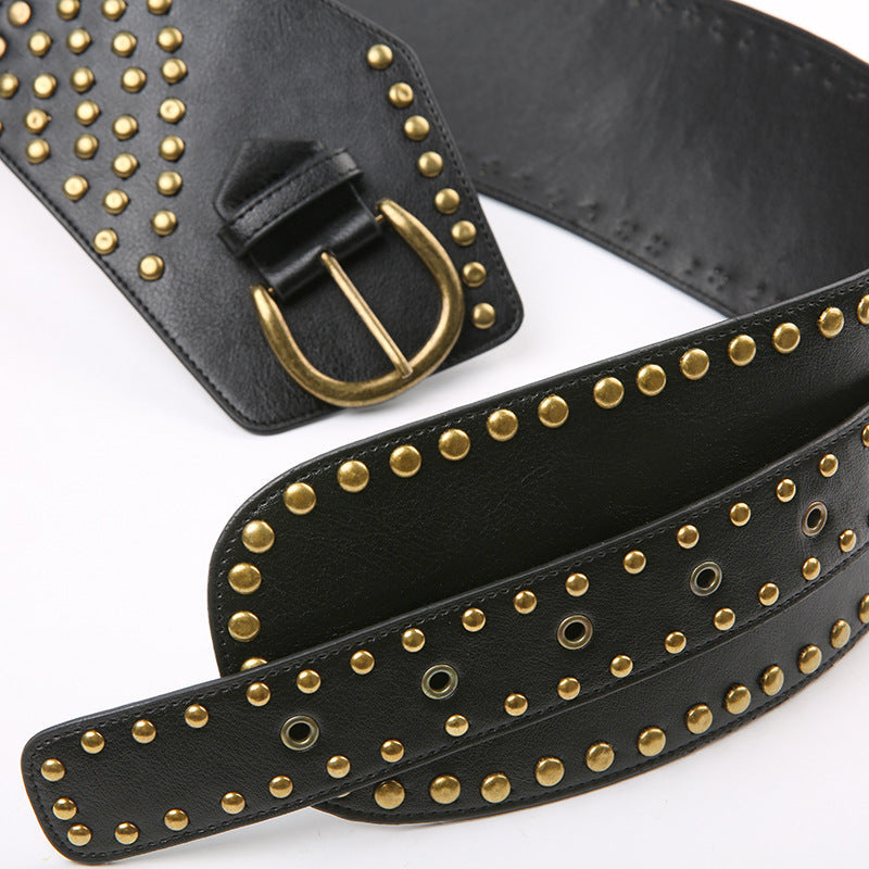 Vintage Studded Grommet Oversized Waist Belt