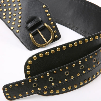 Vintage Studded Grommet Oversized Waist Belt