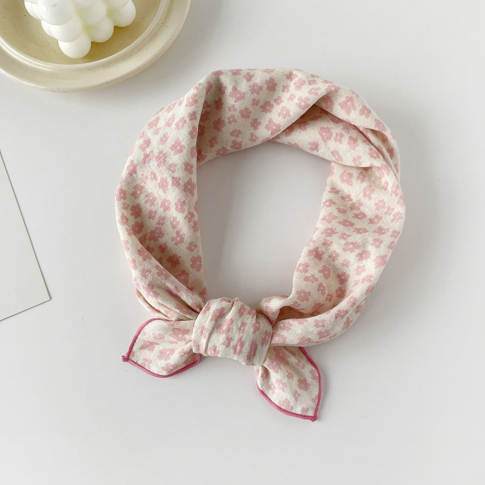 Cotton Floral Print Square Head Neck Scarf