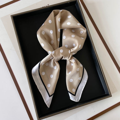 Polka Dot Square Neck Ribbon Head Scarf