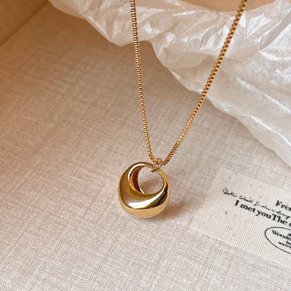 Long Gold Circle And Teardrop Pendant Necklace