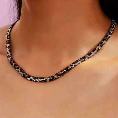 Leopard Print Collar Statement Necklace