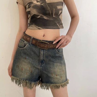 Vintage Embossed Leather Waist Belt