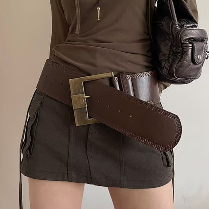 Vintage Wide Brown Waist Belt