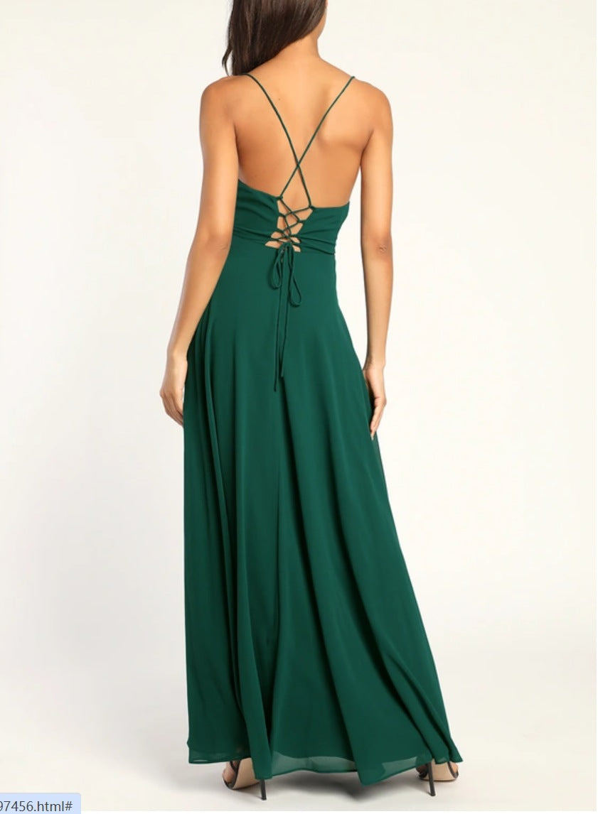Sexy Halter Backless Maxi Formal Dress