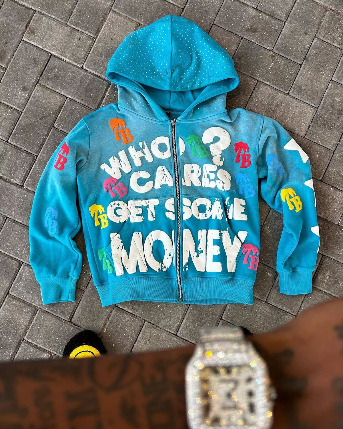 Retro Letter Print Y2K Loose Comfortable Zip Hoodie