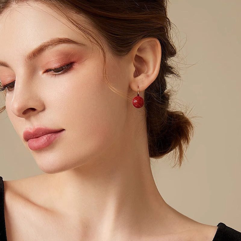 Red Cinnabar Hypoallergenic Hook Earrings