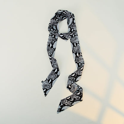 Leopard Print Skinny Long Neck Tie Ribbon Scarf
