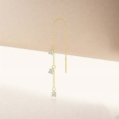 Micro Pave Diamond Fringe Chain Threader Earrings