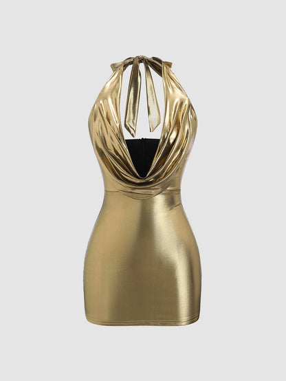 Tight Kardashian Sexy Halter Sheath Dress Swing Collar Halterneck Women