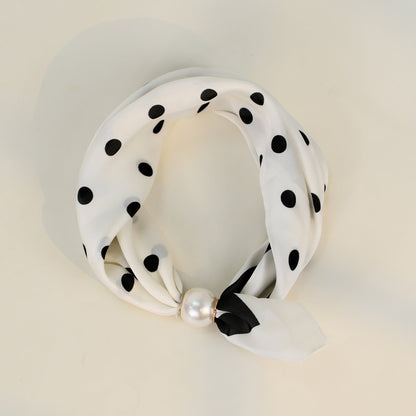Polka Dot Pearl Magnetic Buckle Neck Scarf
