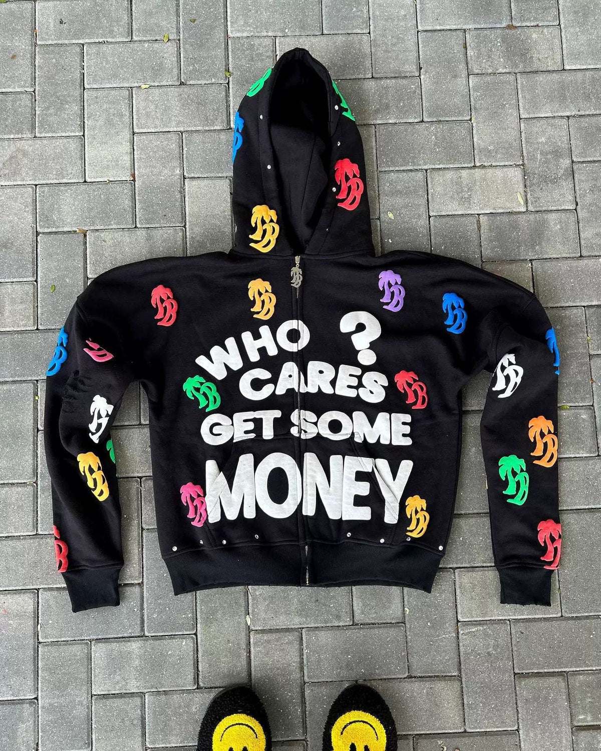Retro Letter Print Y2K Loose Comfortable Zip Hoodie
