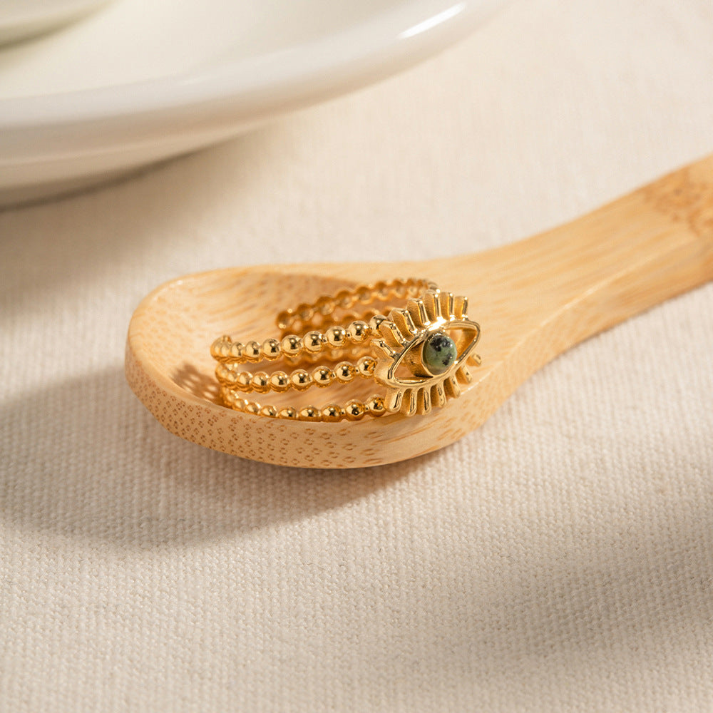 Evil Eye Gold Plated Stainless Steel Ring