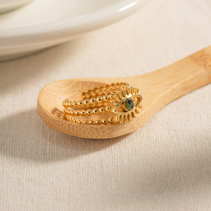 Evil Eye Gold Plated Stainless Steel Ring
