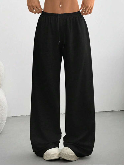 Solid Drawstring Waist Knit Pants
