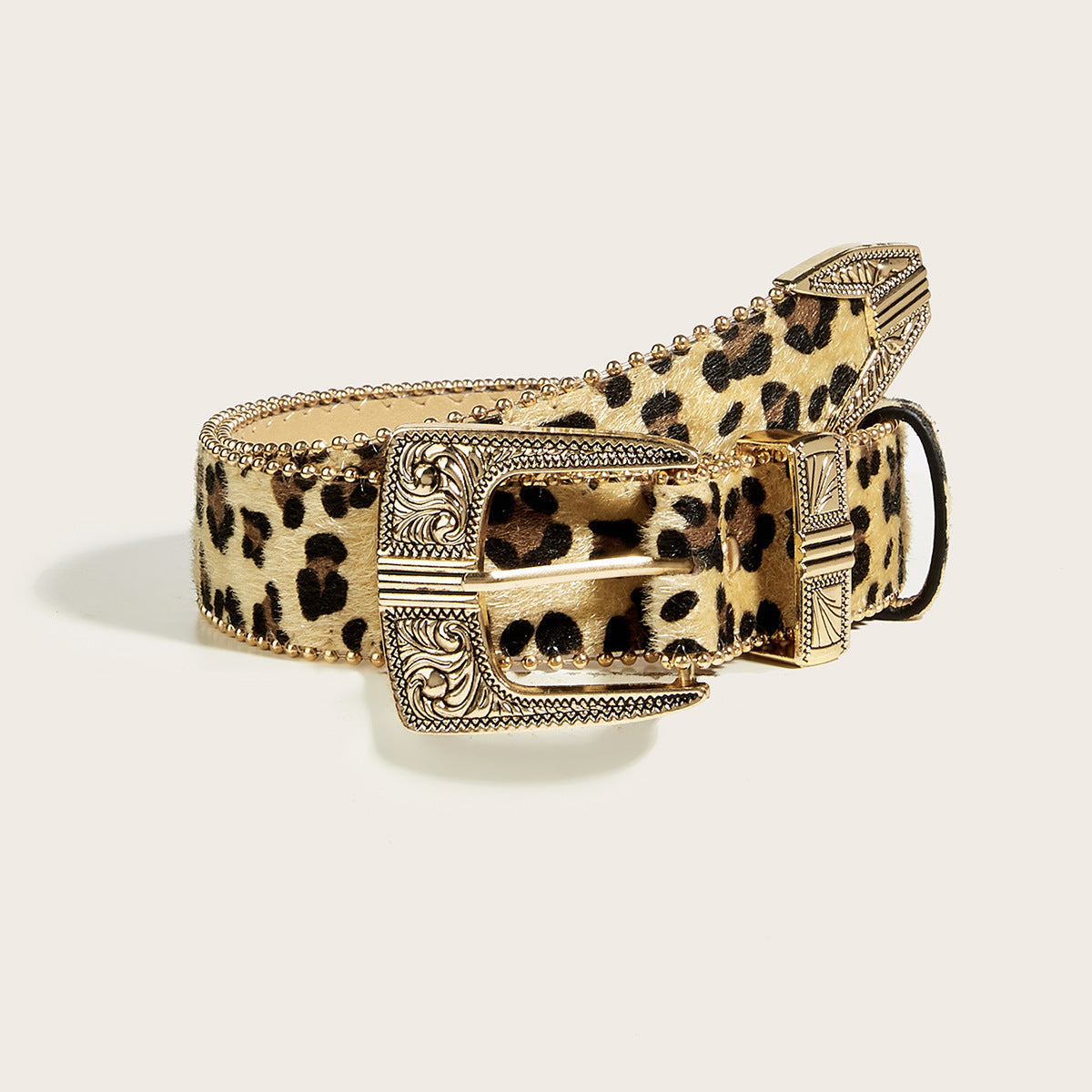 Vintage Animal Print Statement Buckle Belt