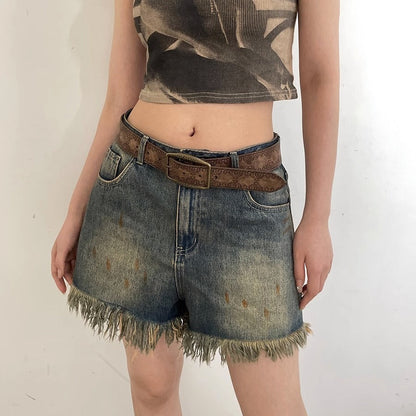 Vintage Embossed Leather Waist Belt