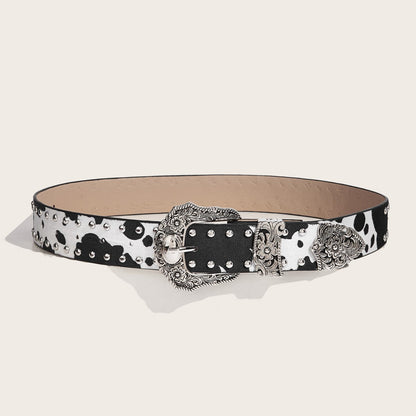 Retro Cow Print Chic Statement Belt