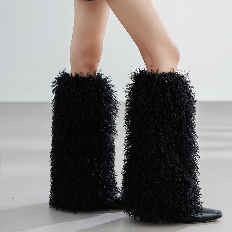 Shearling Lined Cable Knit Leg Warmers