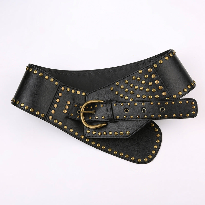 Vintage Studded Grommet Oversized Waist Belt