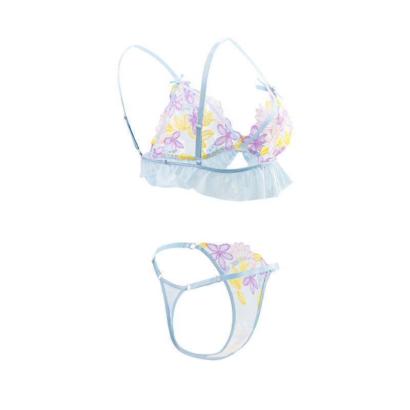 Summer Colorful Sweet Bra Set Thin Sponge Free Wireless Women Underwear Two Piece Set